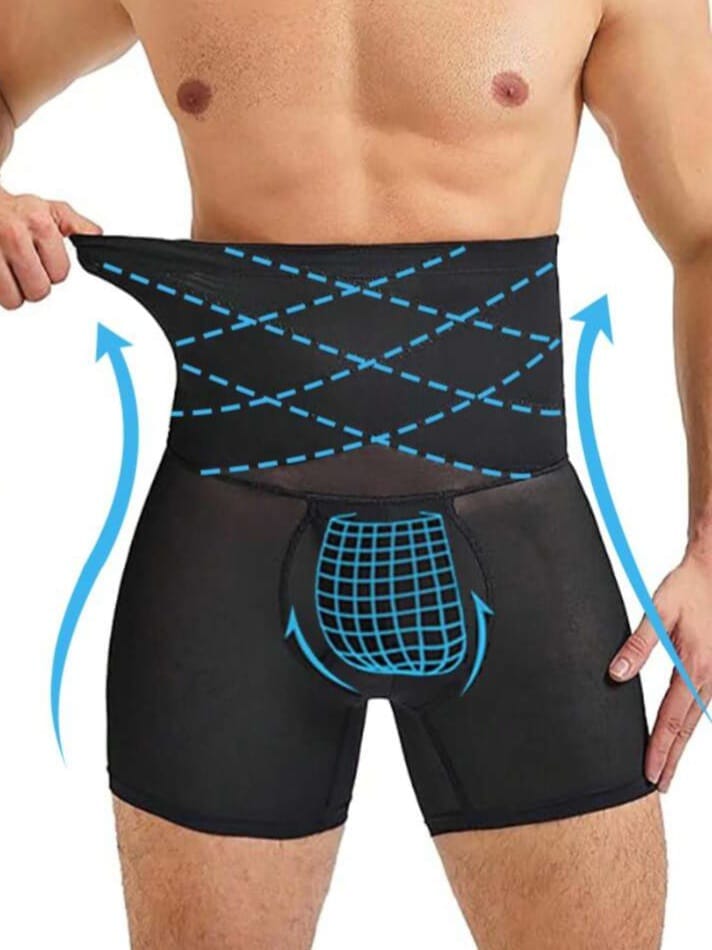 Men's High-Waist Compression Shapewear Shorts – Tummy Control & Thigh Slimming Body Shaper